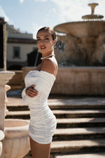 Load image into Gallery viewer, The Muse Off-Shoulder Ruched Dress